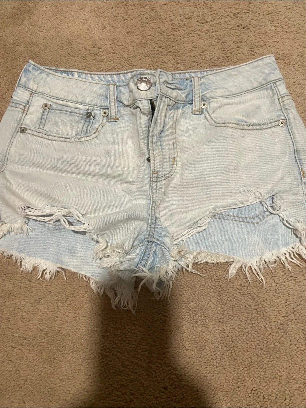 American Eagle Outfitters Light Blue Distressed Denim Cutoff Shorts
